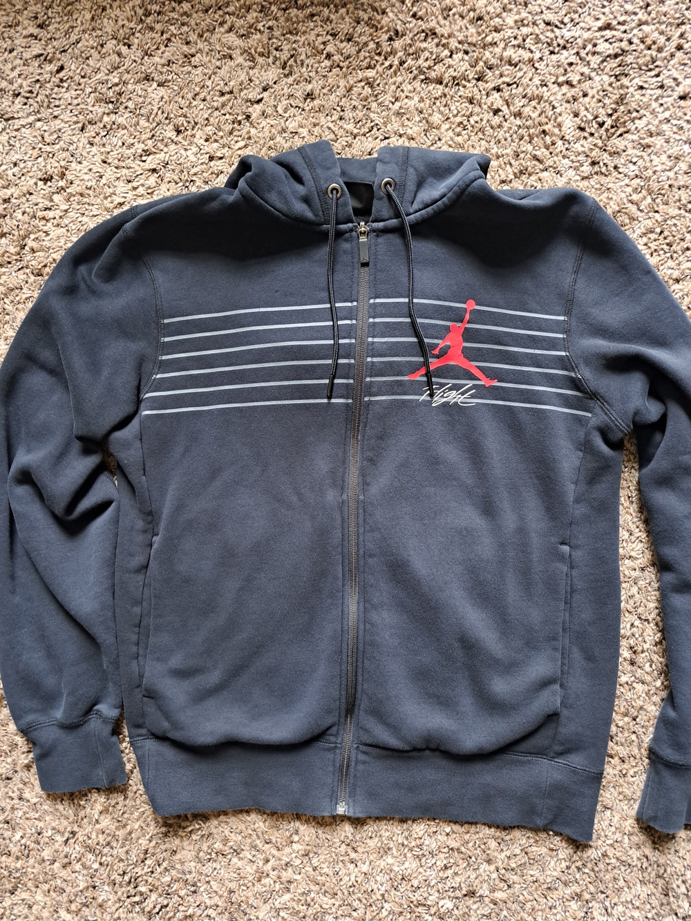 Jordan Men’s Black Zip-Up Hoodie with Red Jumpman Flight Logo